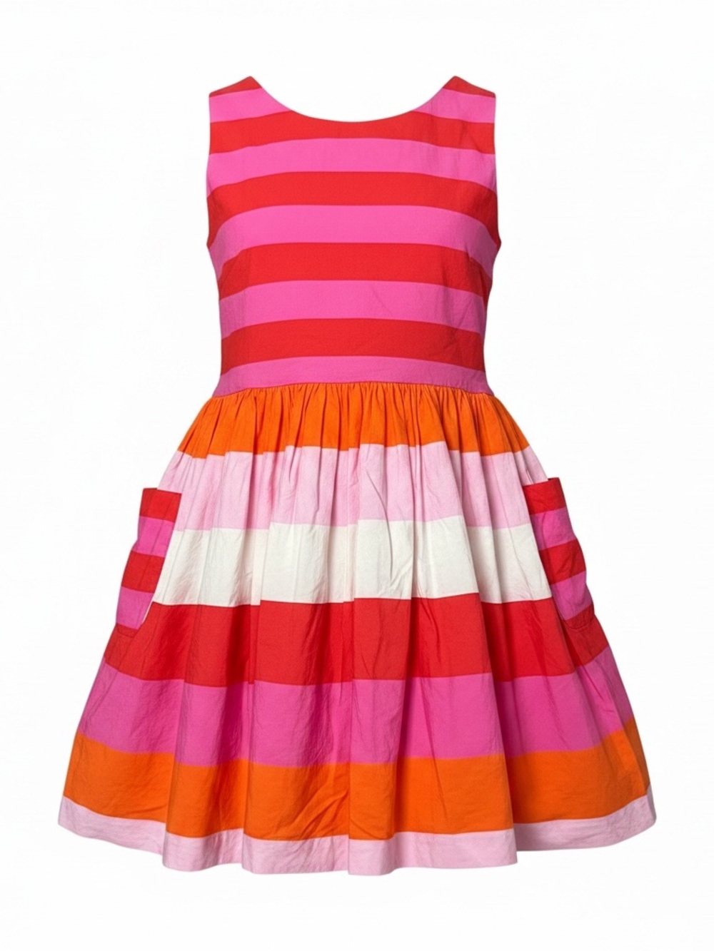 Jacadi Bold Striped Pink, Red & Orange Cotton Dress